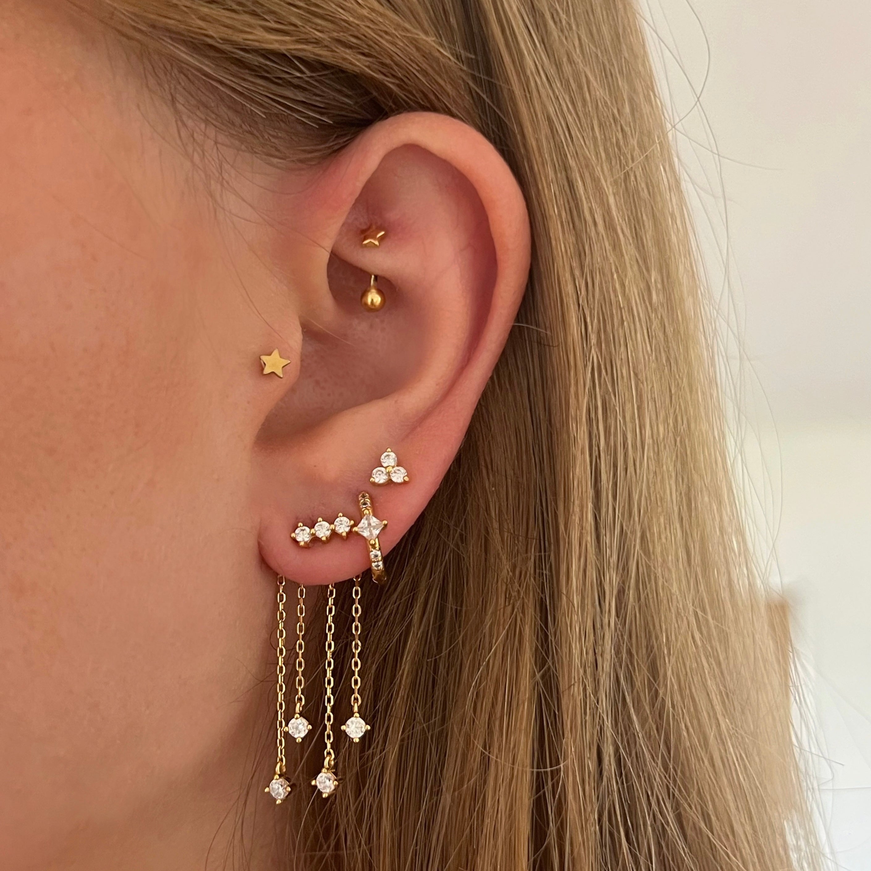 accessoire d'oreille tendance chaine tombantes Klose Jewelry