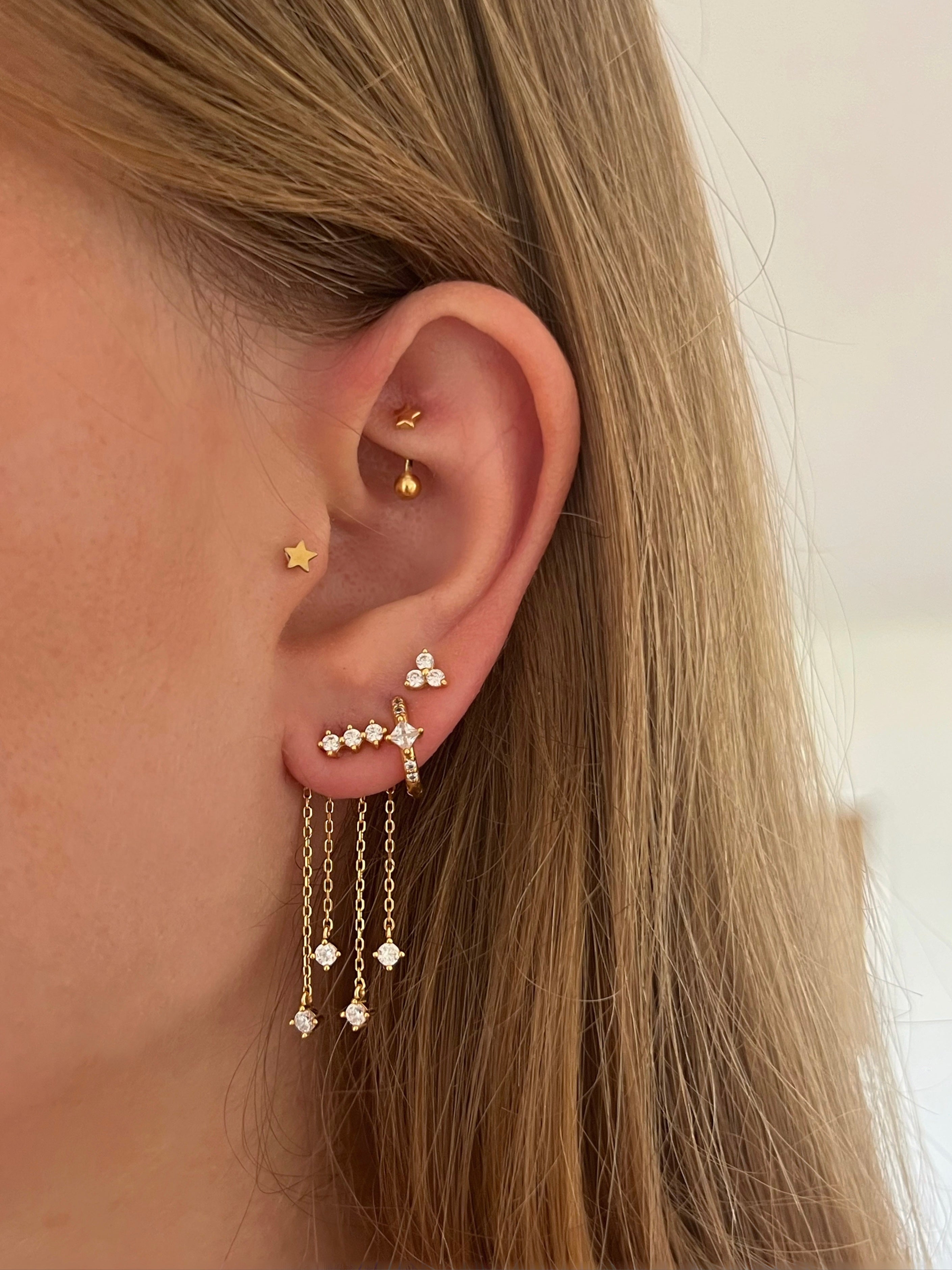 accessoire d'oreille tendance chaine tombantes Klose Jewelry