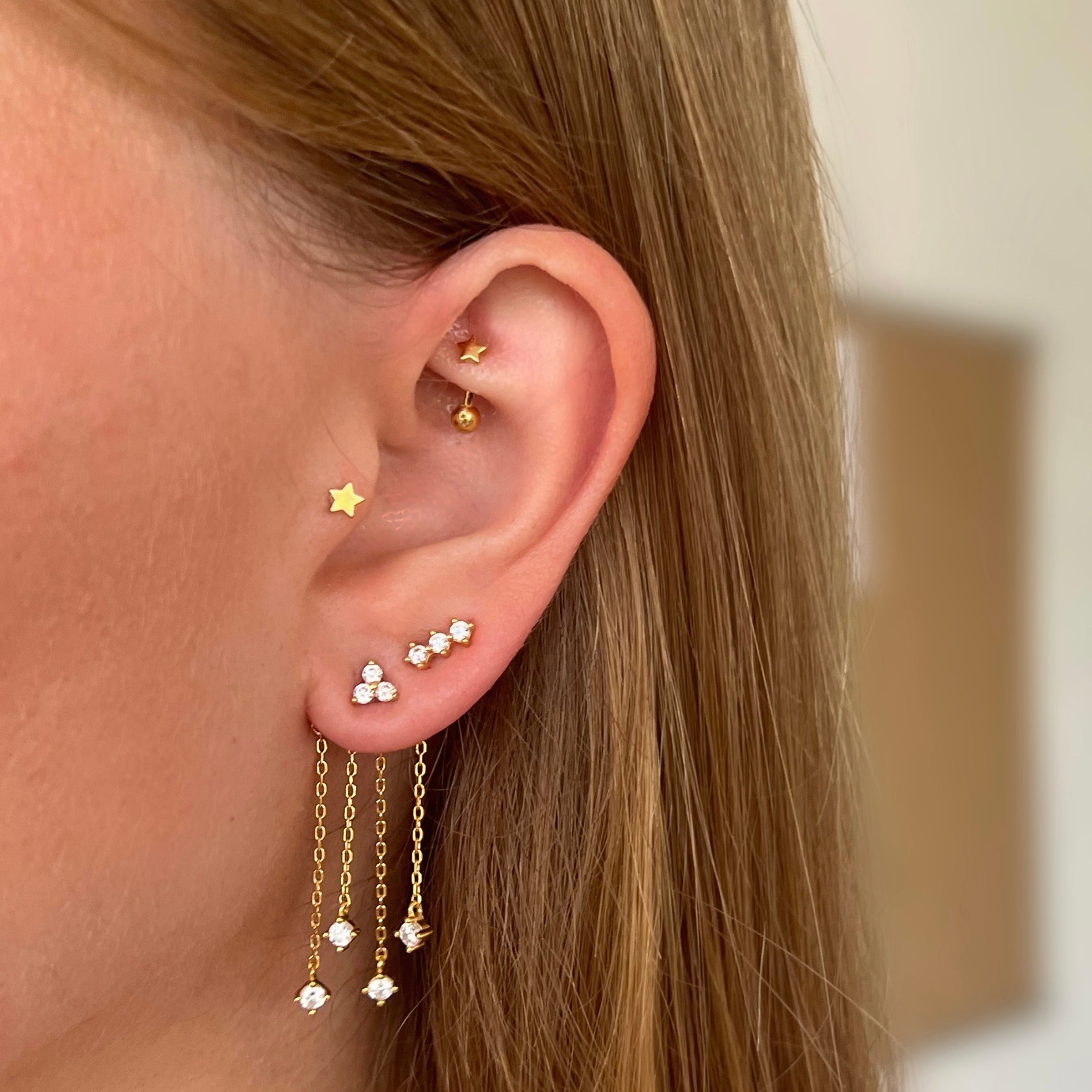 accessoire d'oreille tendance chaine tombantes Klose Jewelry