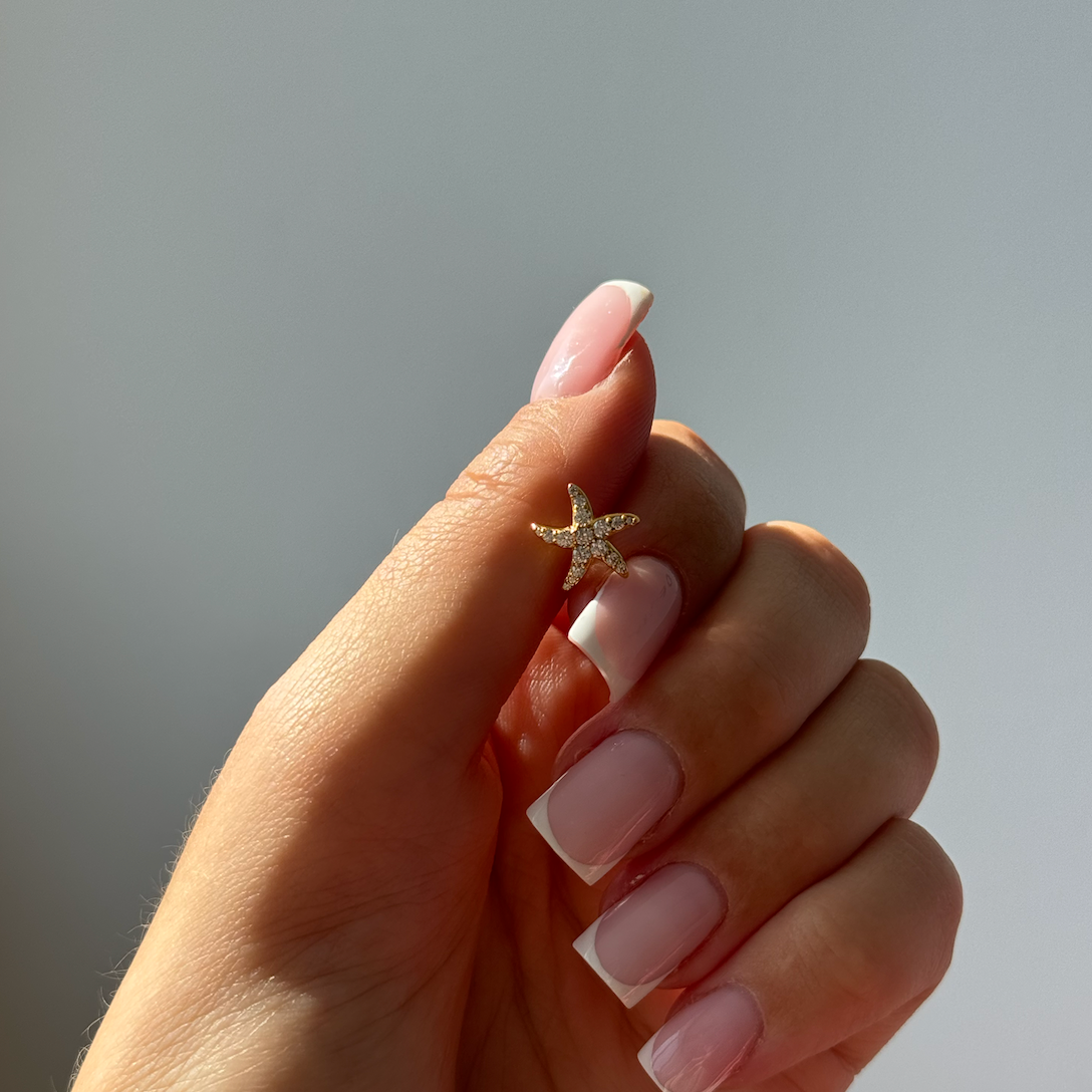 Boucle d'oreille étoile de mer starfish dorée tendance