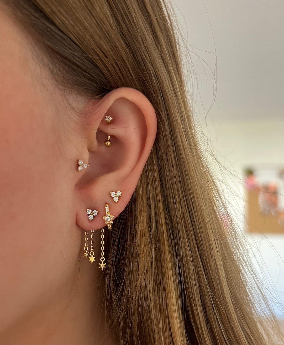 accessoire d'oreille chaines pendantes