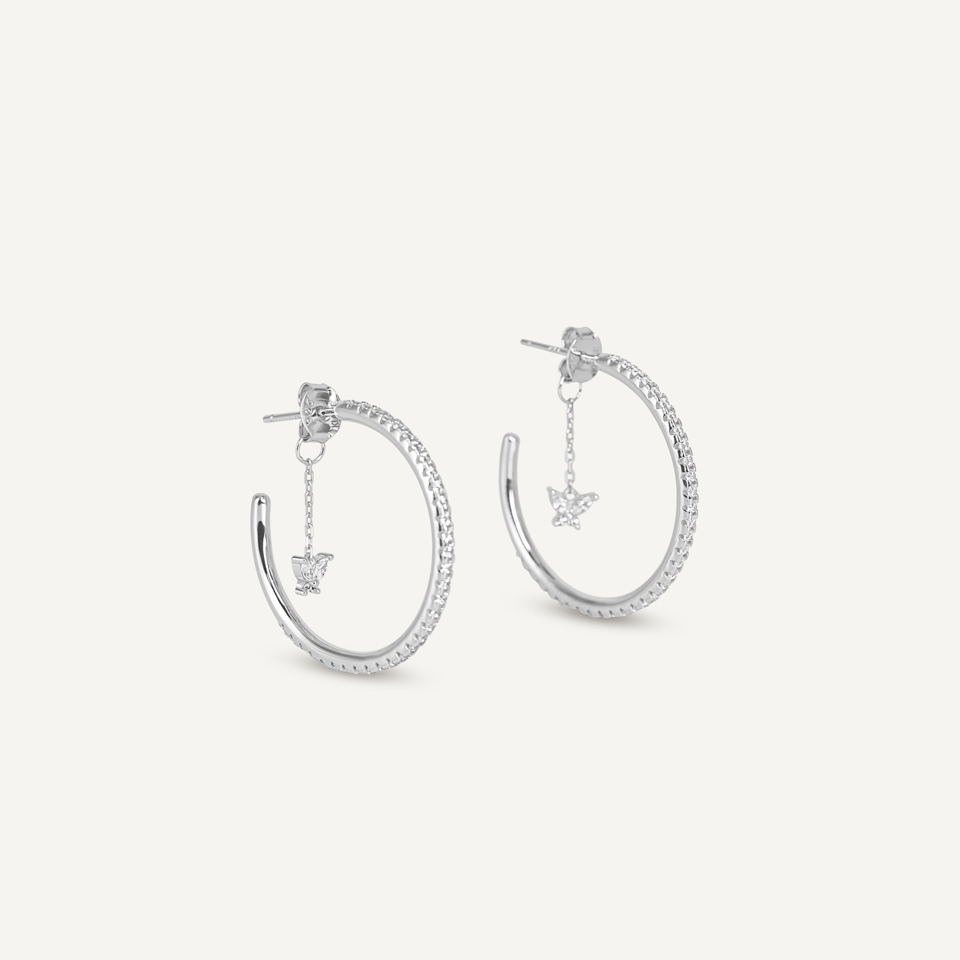 Créoles papillon argentées